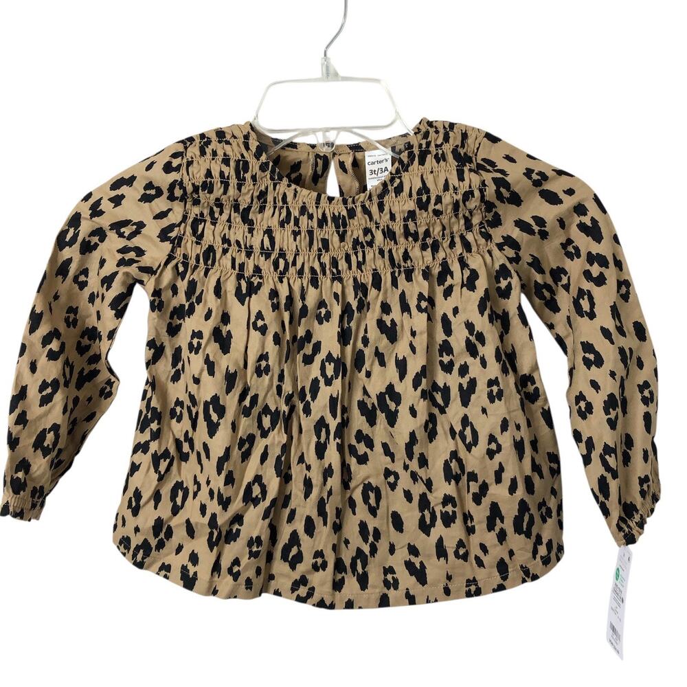 Carter's NWT Little Girl's Long Sleeve Animal Print Blouse Back Button Size 3T